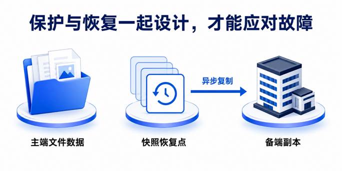 保护与恢复一起设计,才能应对故障。概念示意图。