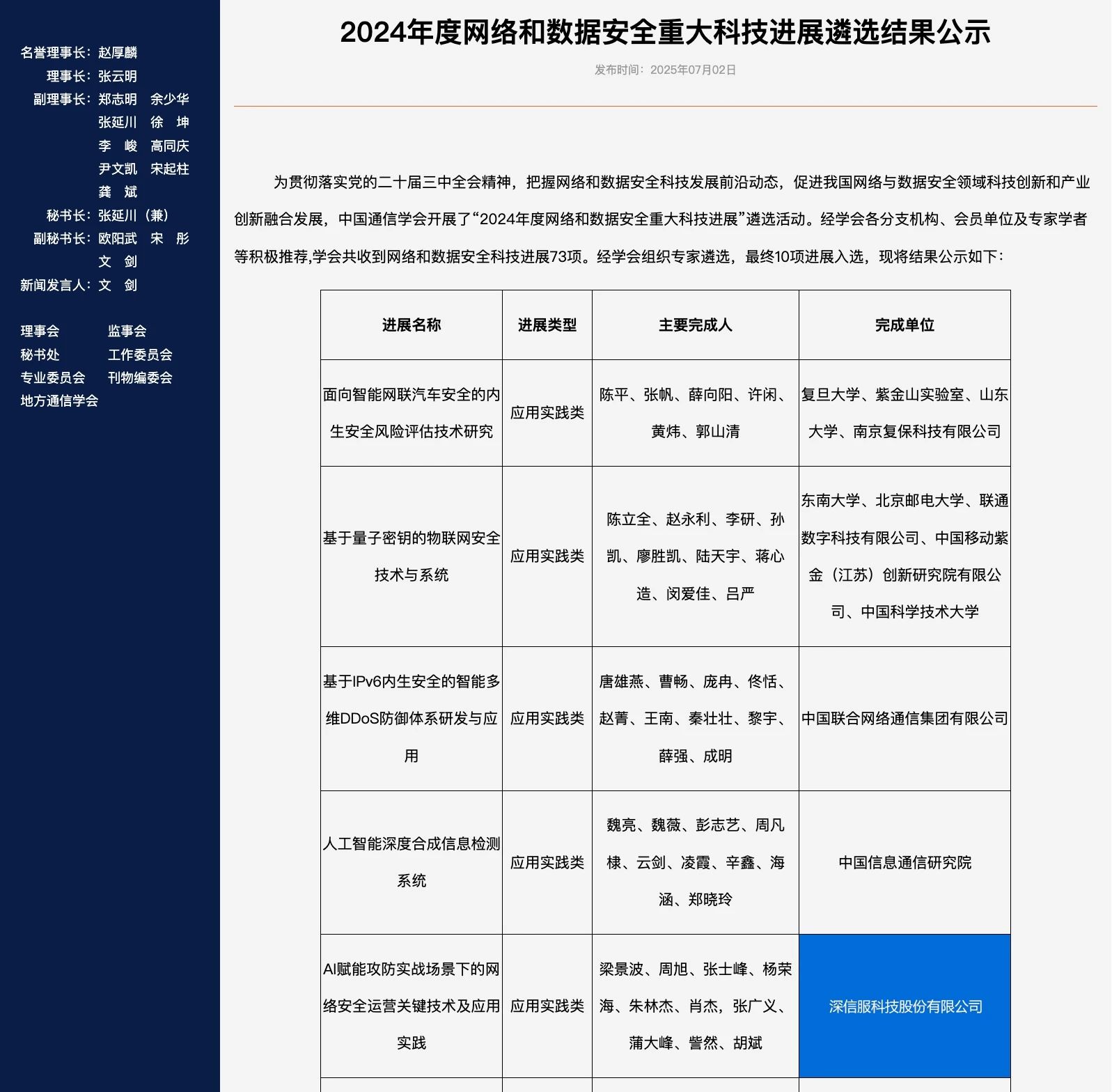 图片来源：中国通信学会官网